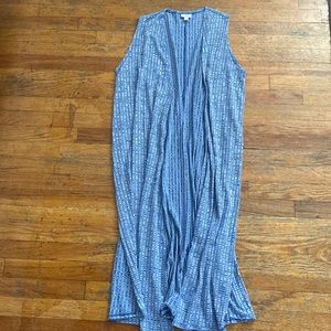 LulaRoe Womens Blue Sleeveless Long Cardigan Size Medium